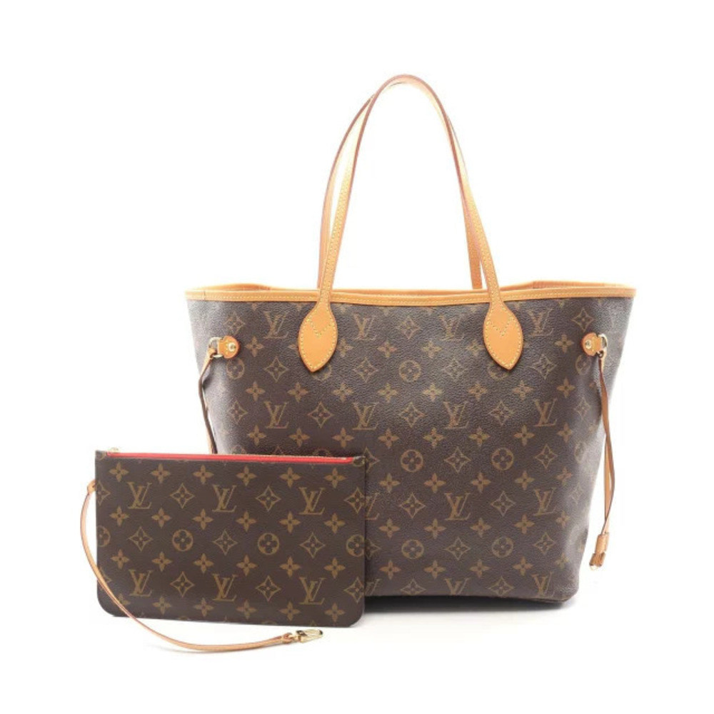 Louis Vuitton Neverfull Tote Bag Canvas Leather Monogram Brown
